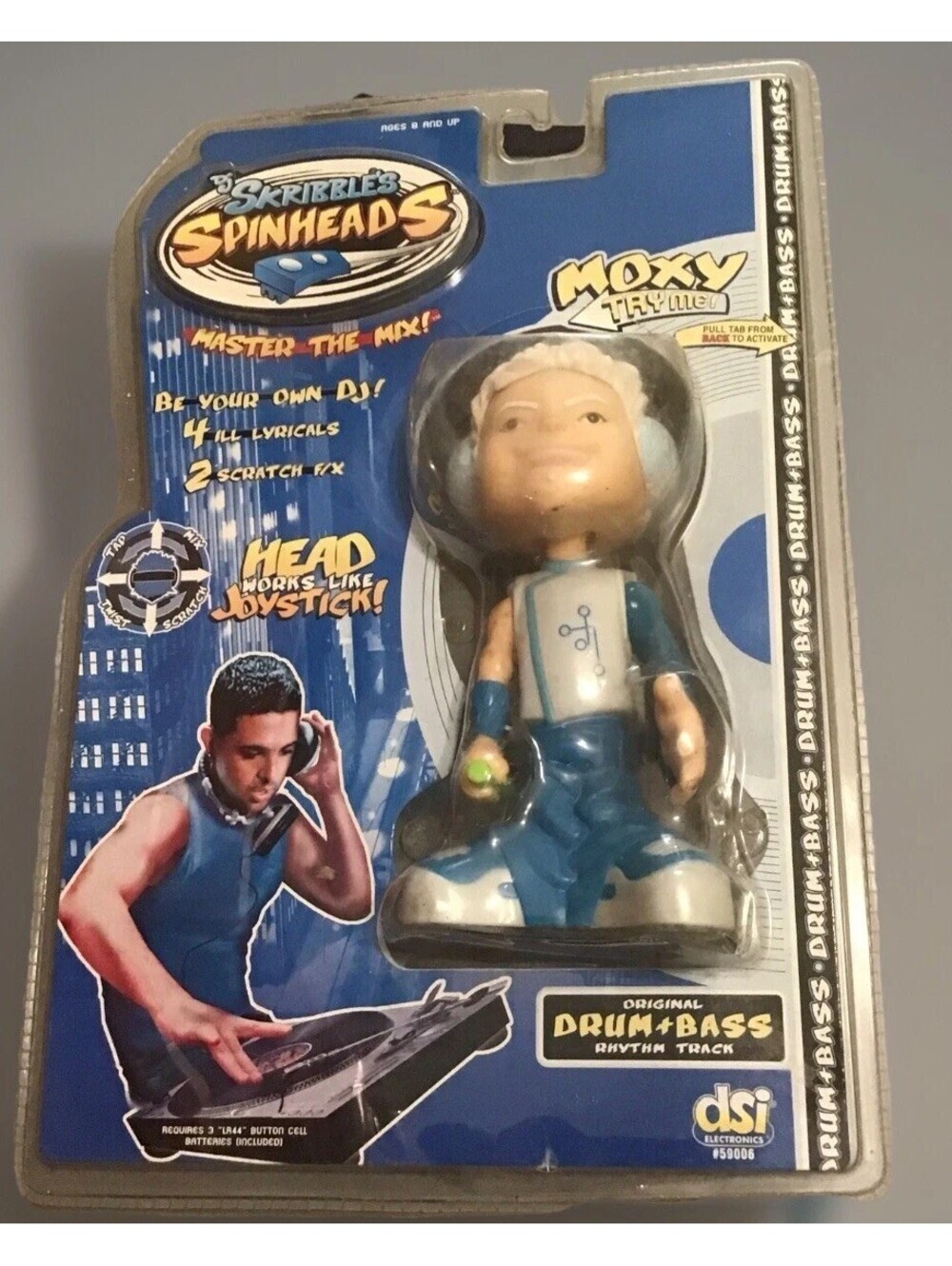 VTG 2003 DJ Skribbles Spinheads MOXY Action Figure Drum Bass DSI Toys NEW Sealed